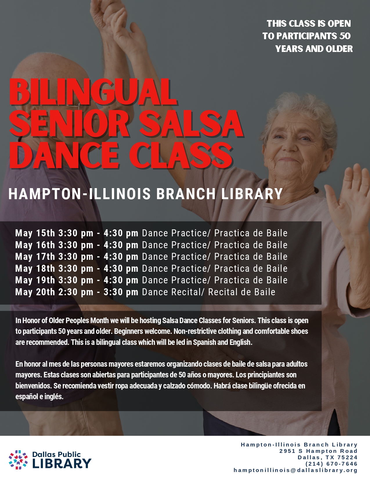 Bilingual Senior Salsa Dance Recital Dallas Public Library